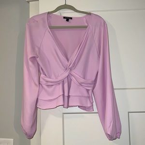 Express Orchid Professional Pink Long Sleeve Ruffle Top - size medium